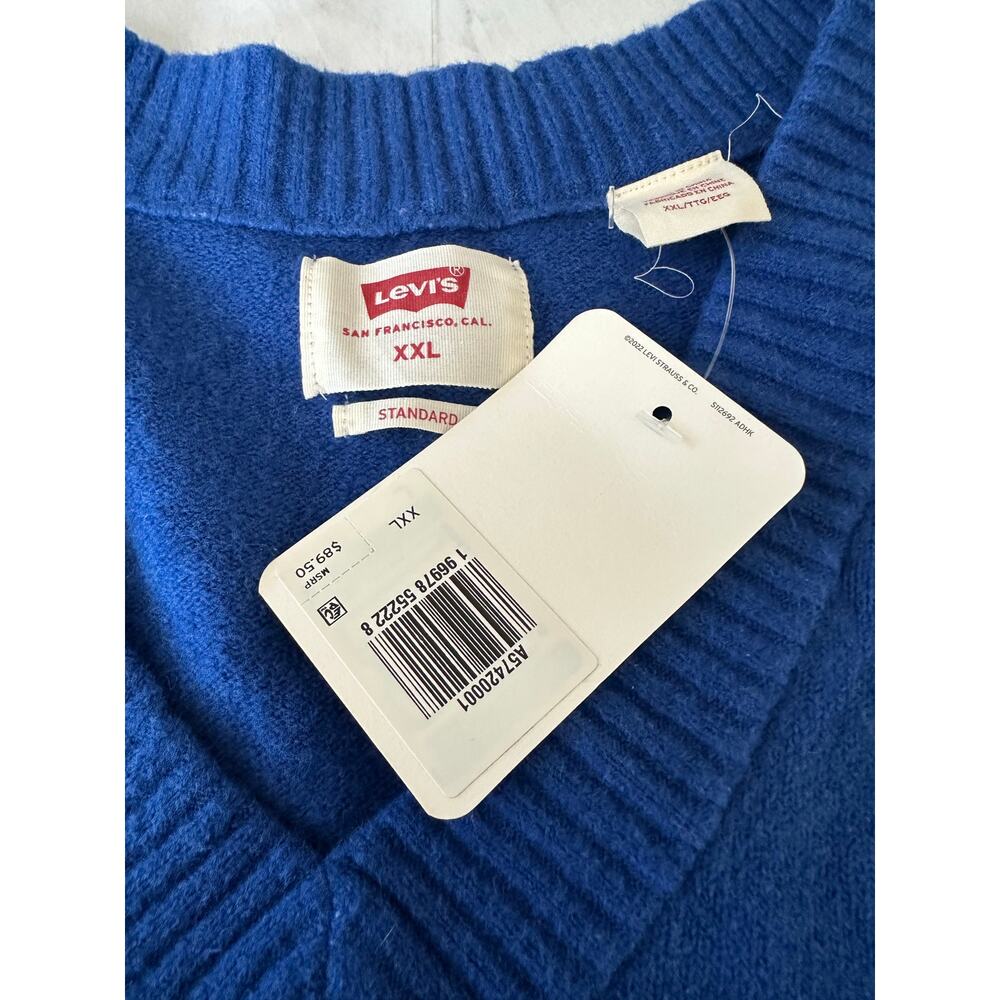 New solid royal blue Levi’s men’s pullover sweater vest v neck XXL standard